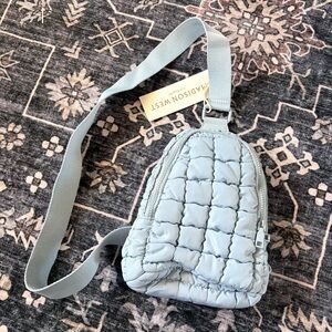 NWT Madison West Sky Blue Quilted puff Sling Bag